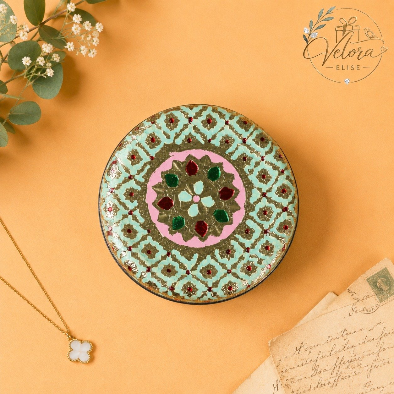 Meenakari Steel Box – Green