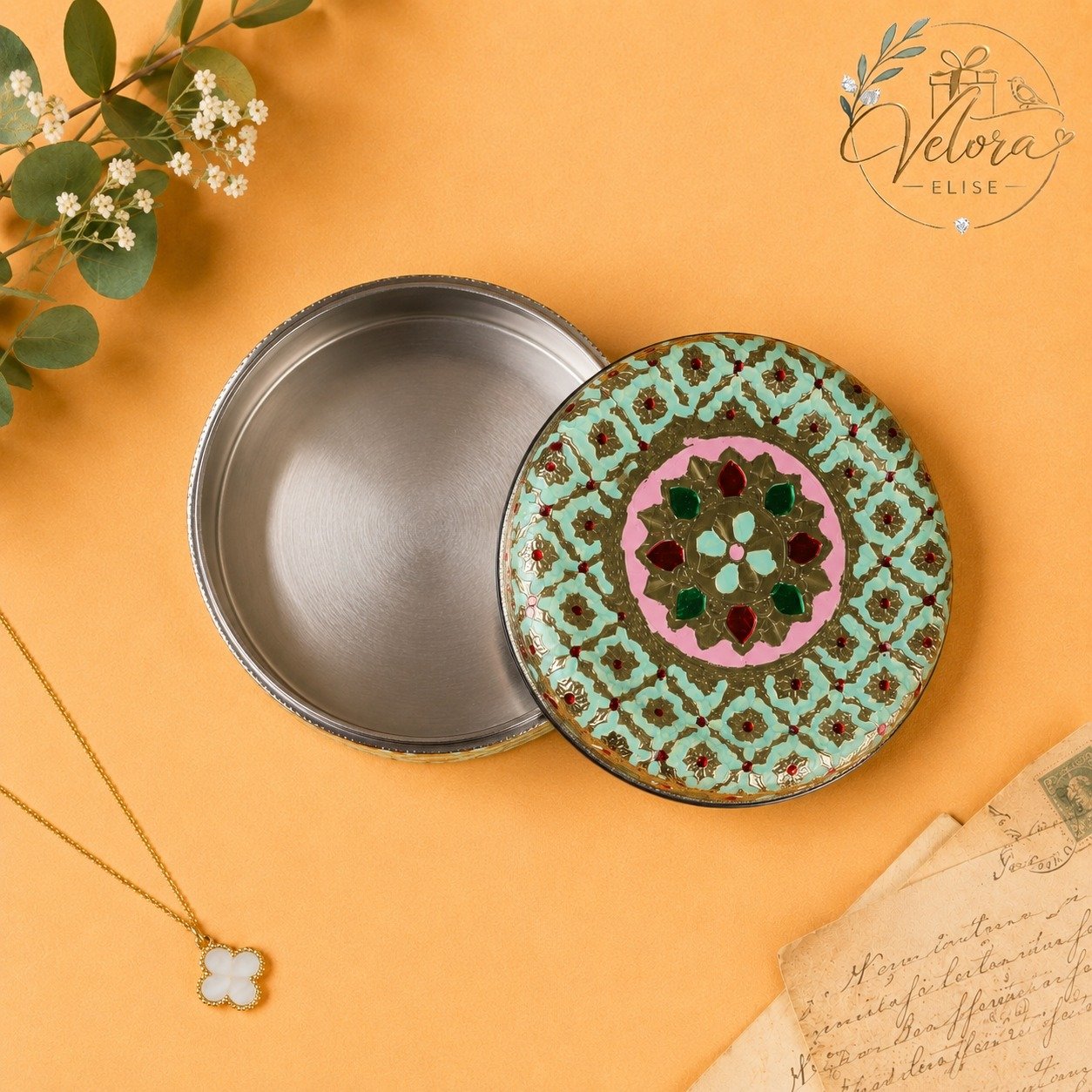 Meenakari Steel Box – Green