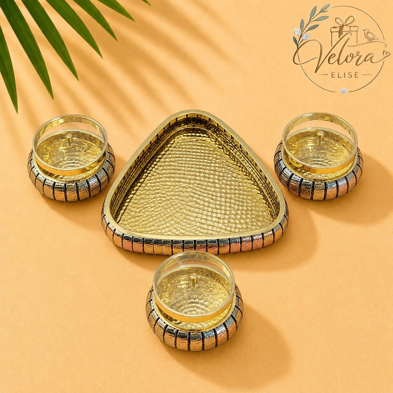 Royal Harmony Brass Tray Set