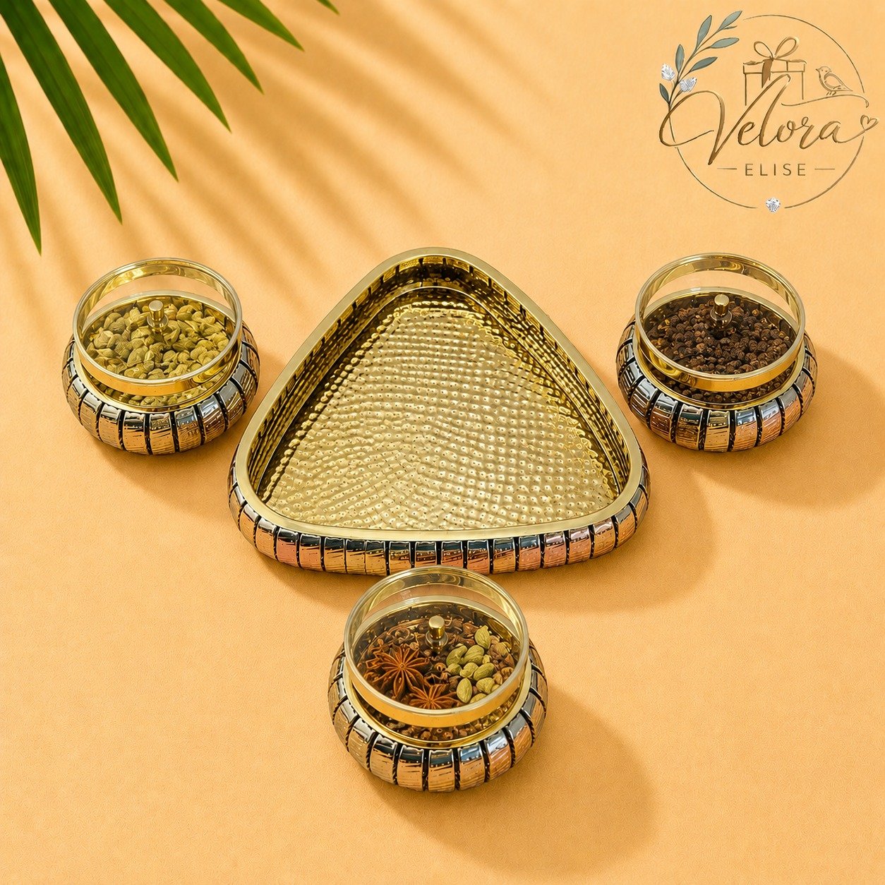 Royal Harmony Brass Tray Set