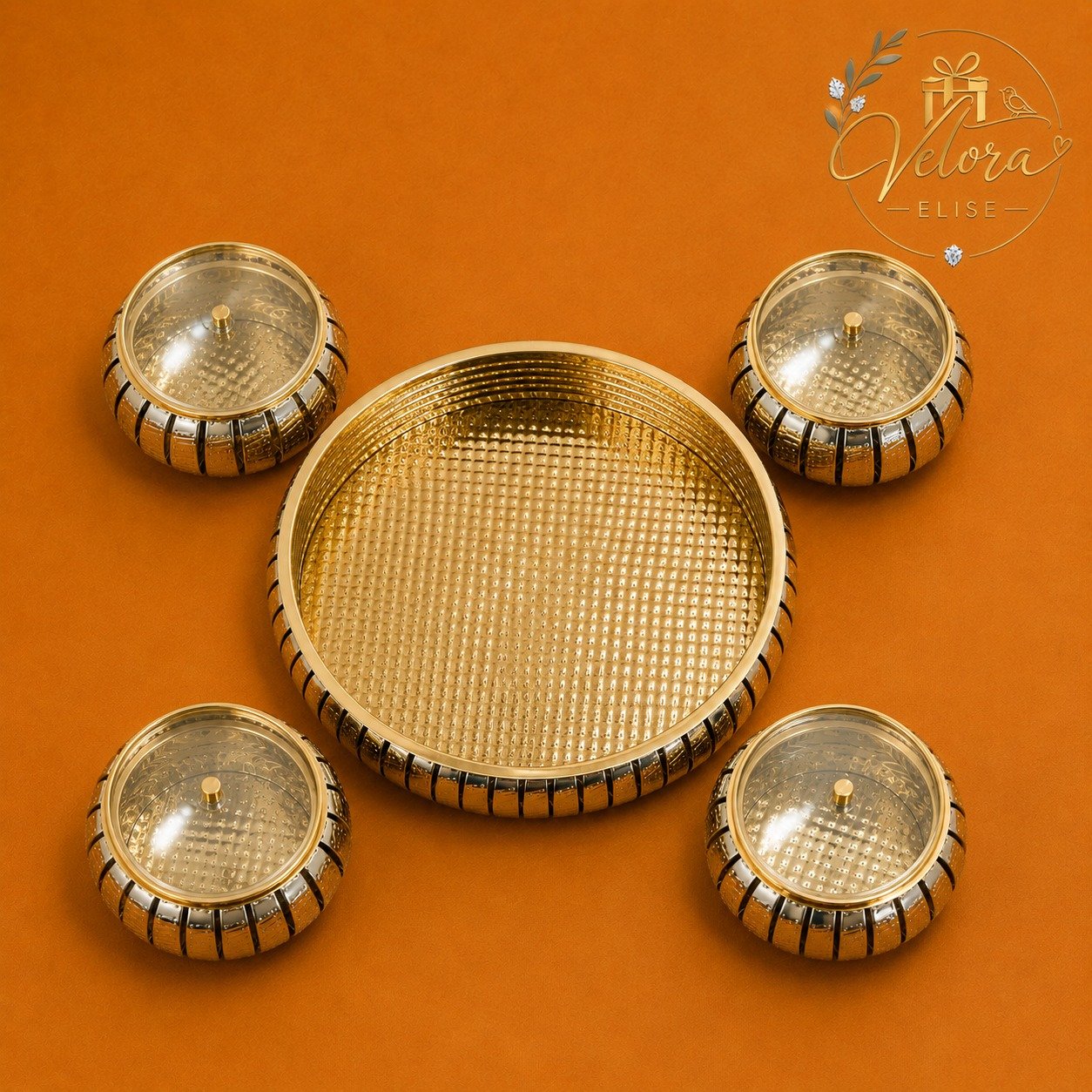 Royal Quartet Brass Tray Set