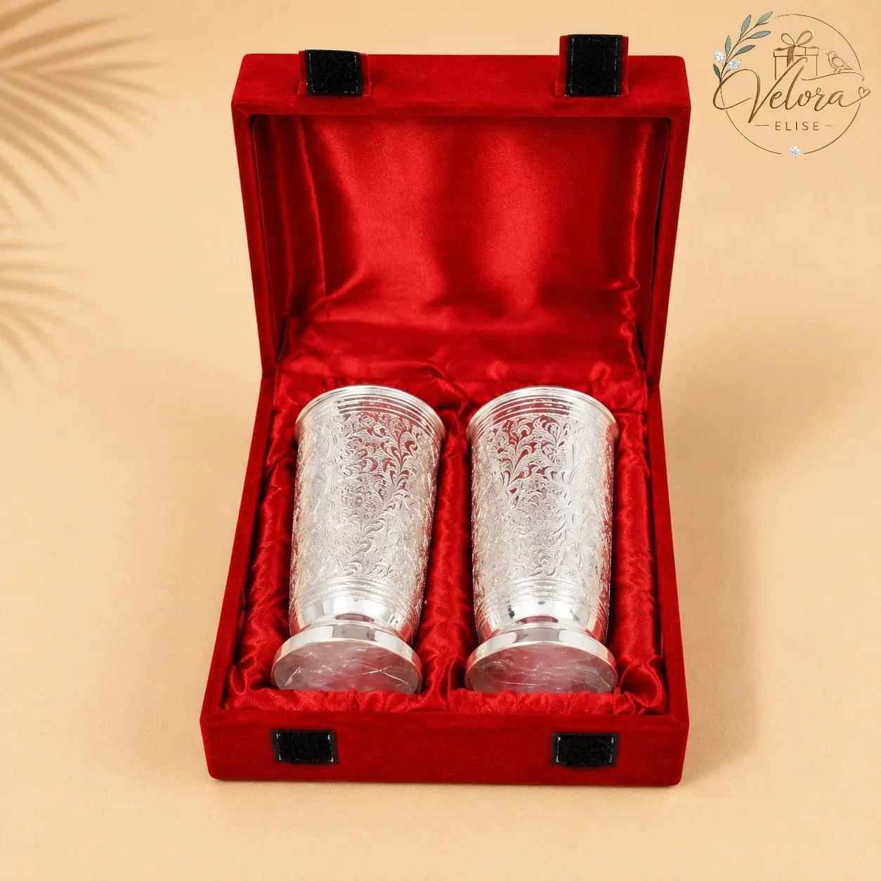 Silver Plated Engraved Glass Set