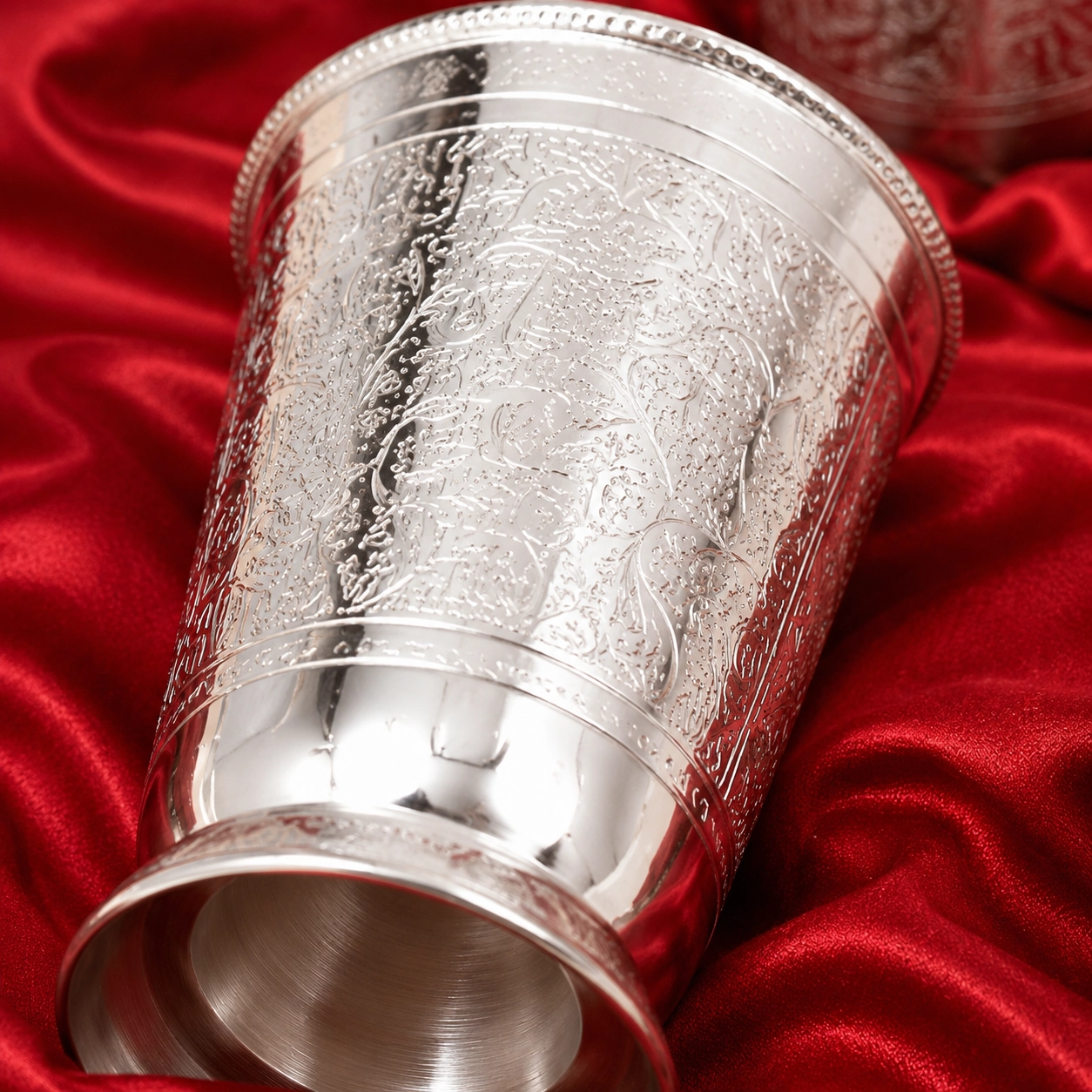 Silver Plated Engraved Glass Set of 4