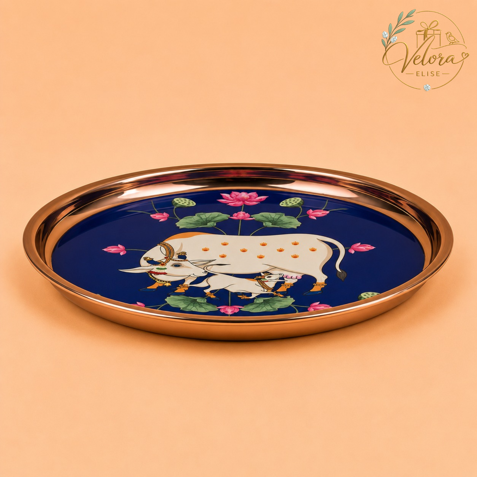 Pichwai Cow & Lotus Plate