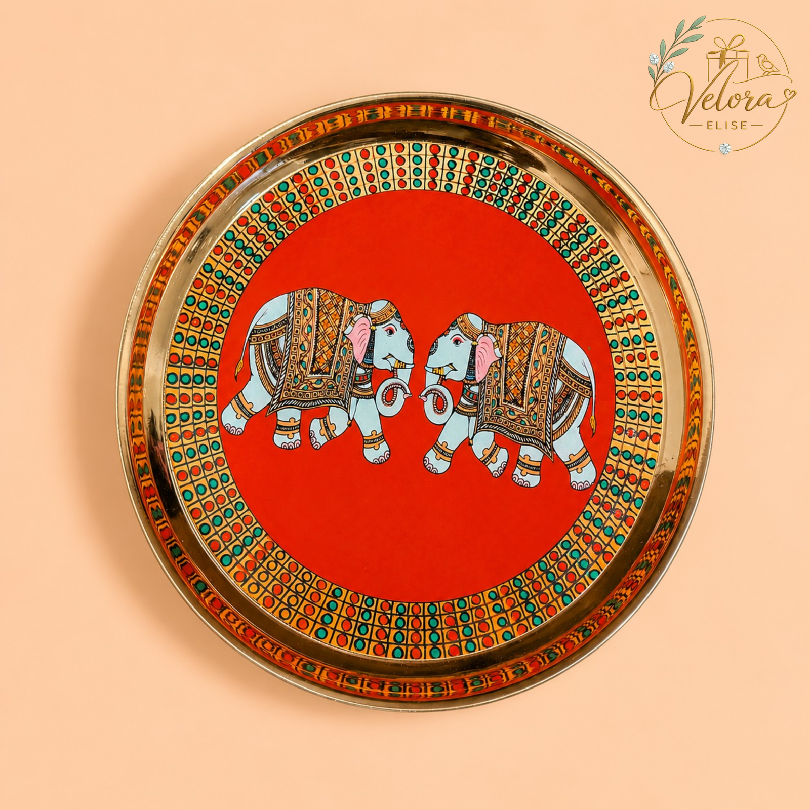 Twin Elephant Art Plate
