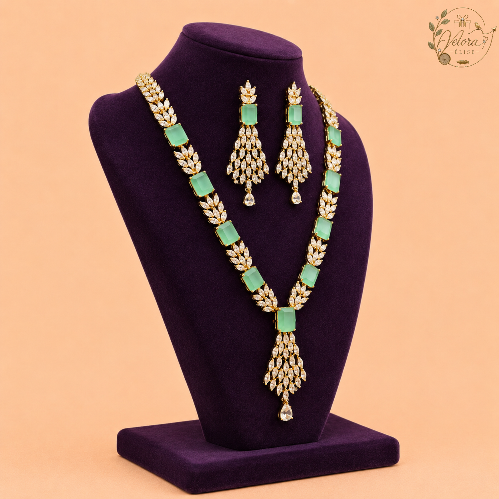 Royal Ruby Leaf Necklace Set