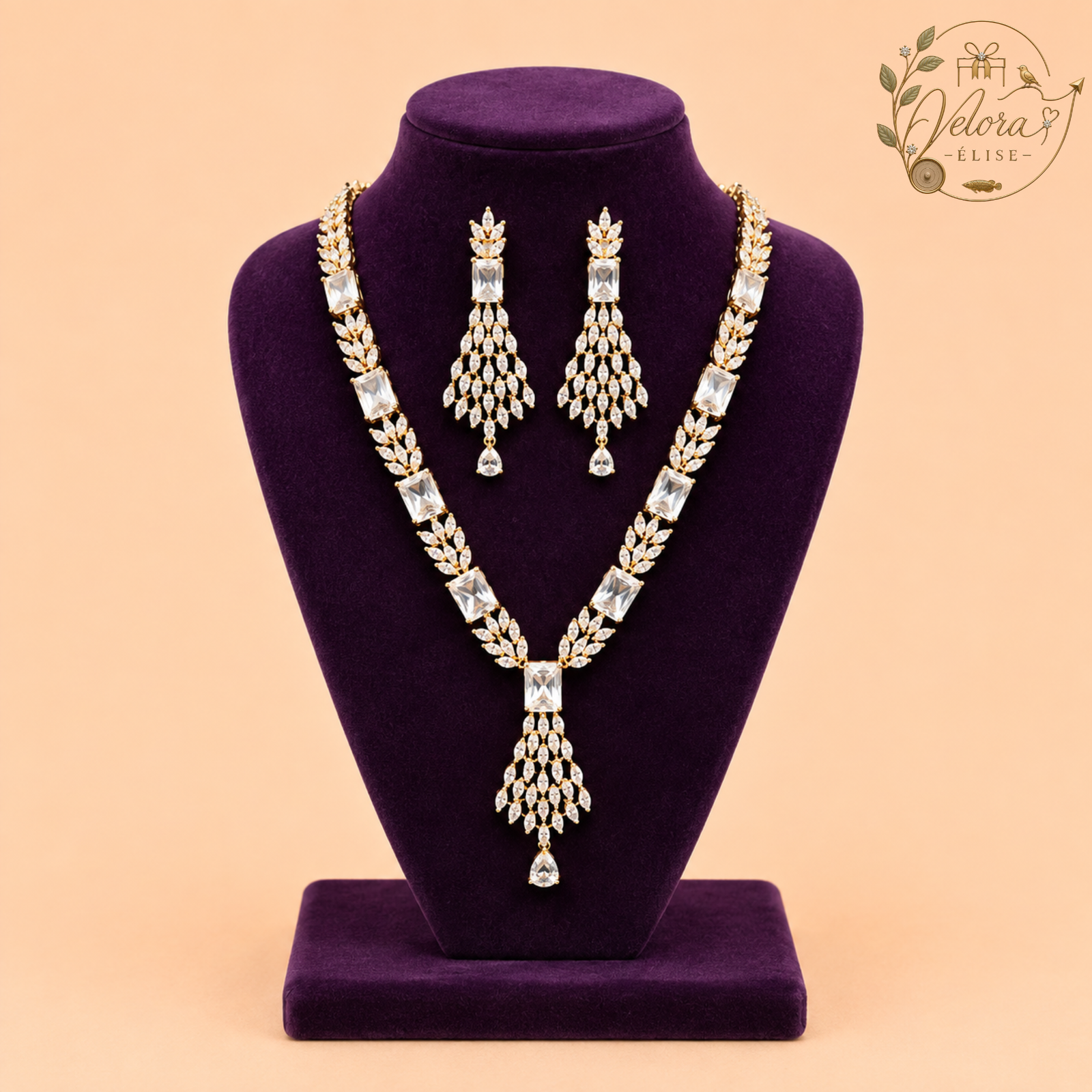 Royal Ruby Leaf Necklace Set