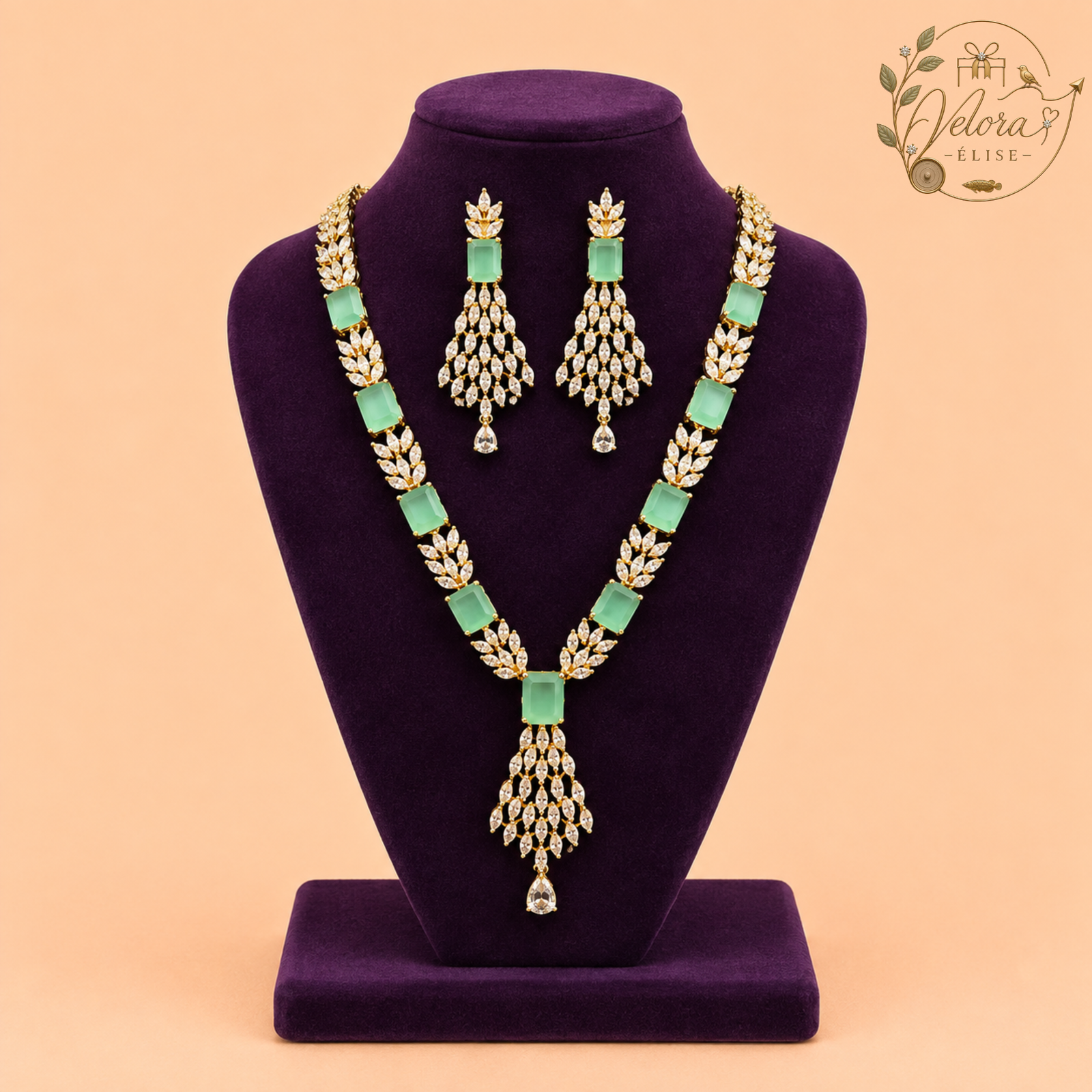 Royal Ruby Leaf Necklace Set