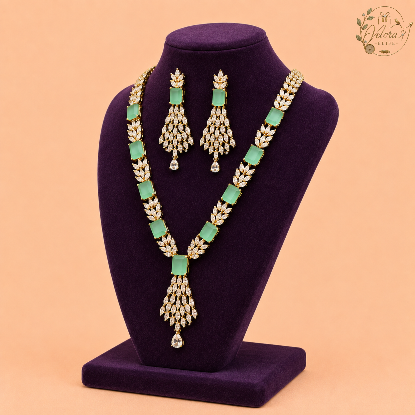 Royal Ruby Leaf Necklace Set