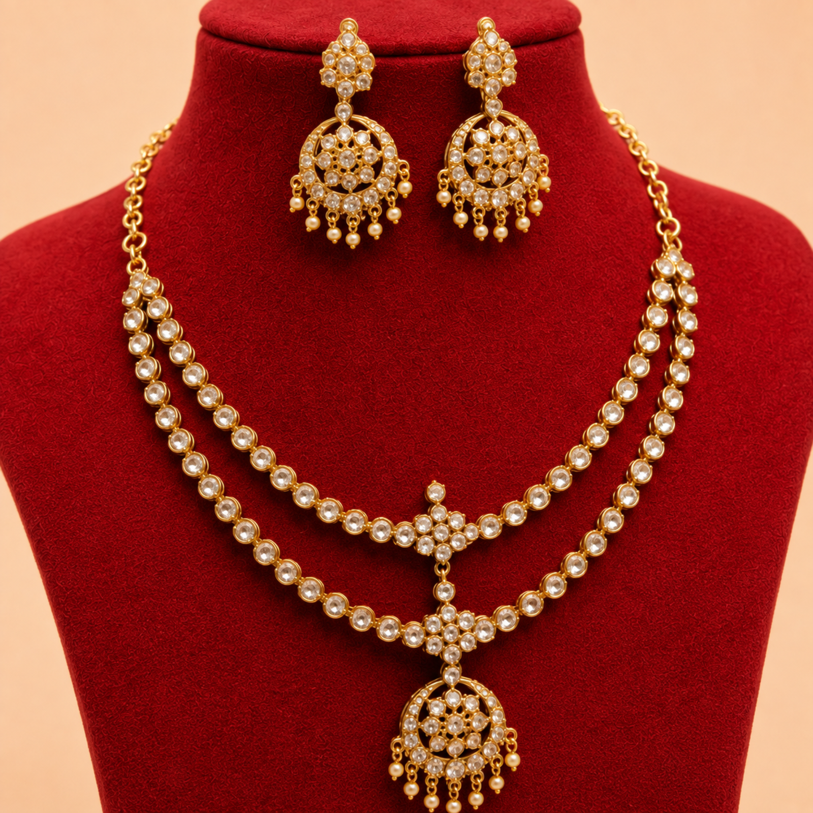 Regal Pearl Pendant Necklace Set