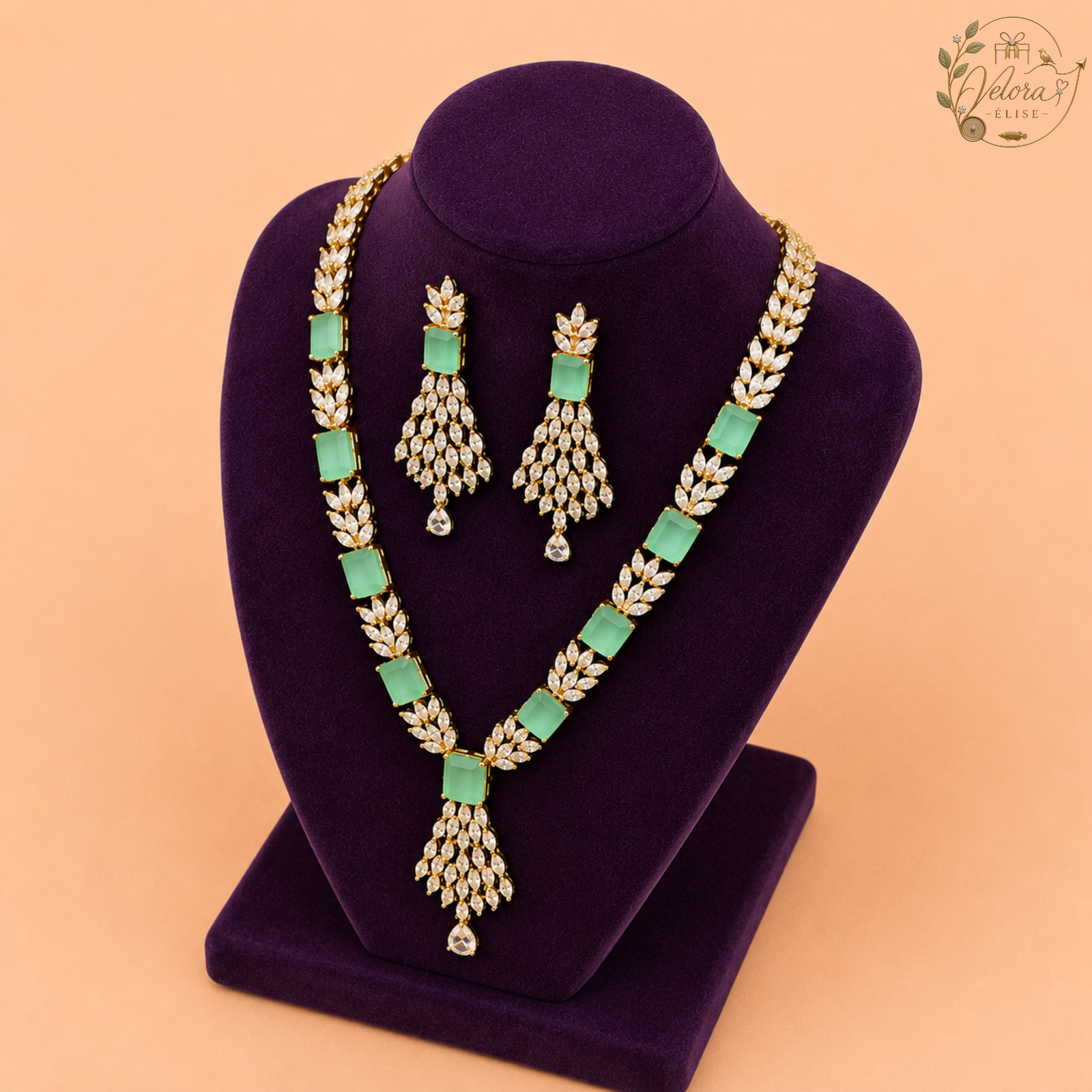 Royal Ruby Leaf Necklace Set