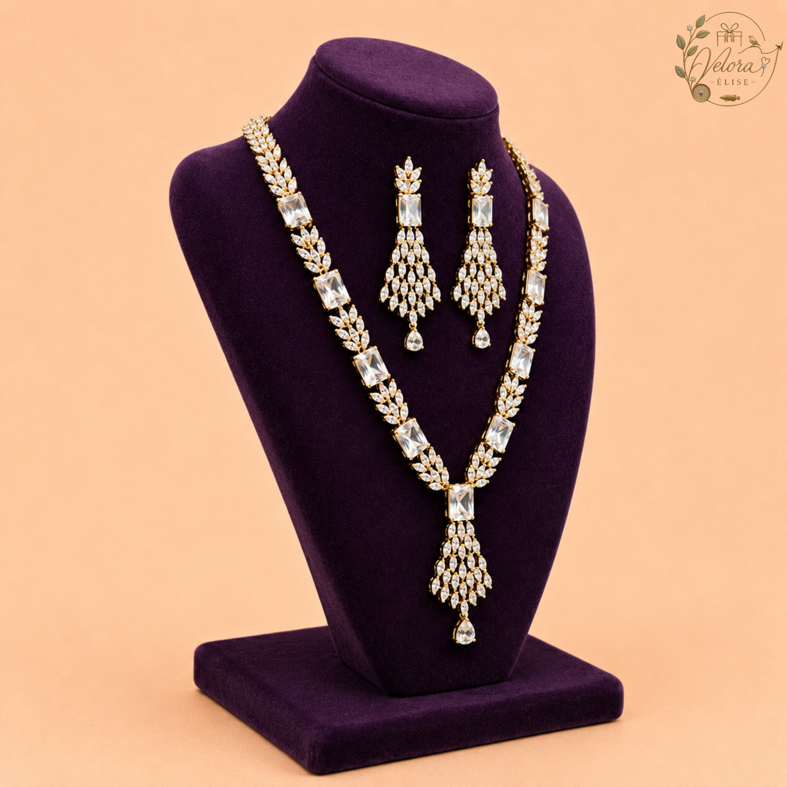 Royal Ruby Leaf Necklace Set