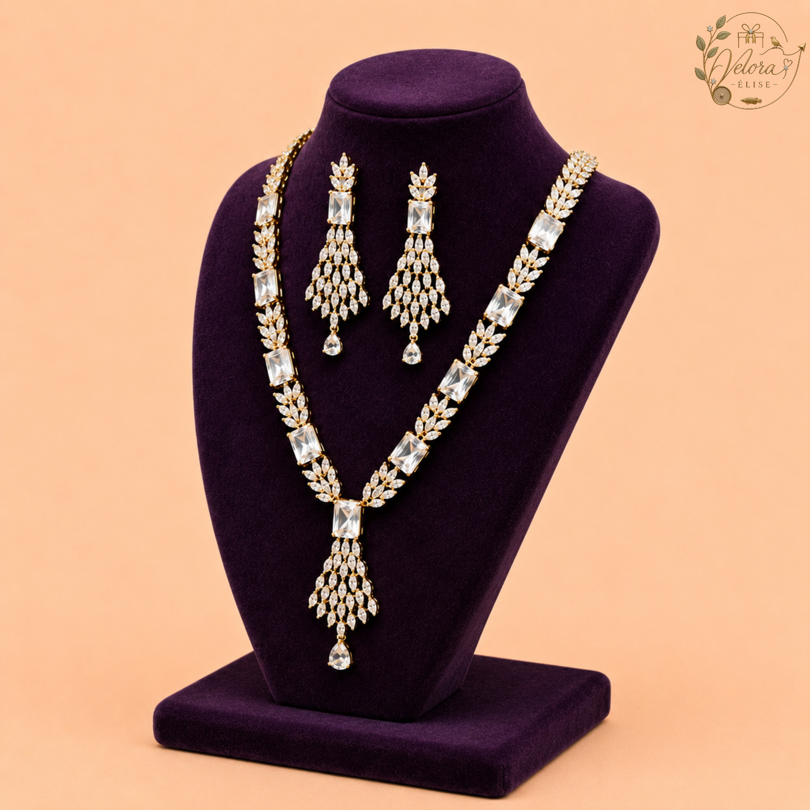 Royal Ruby Leaf Necklace Set