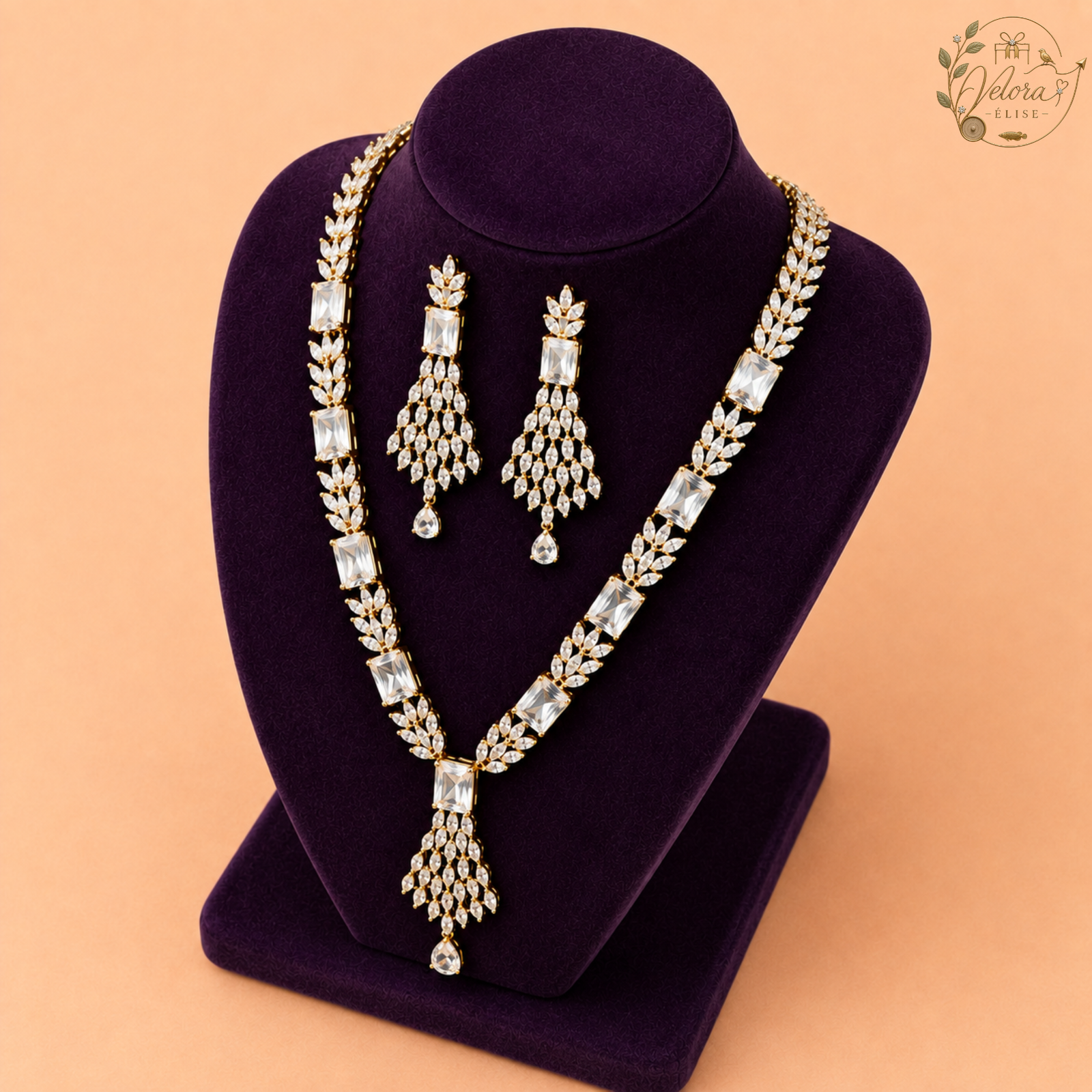 Royal Ruby Leaf Necklace Set