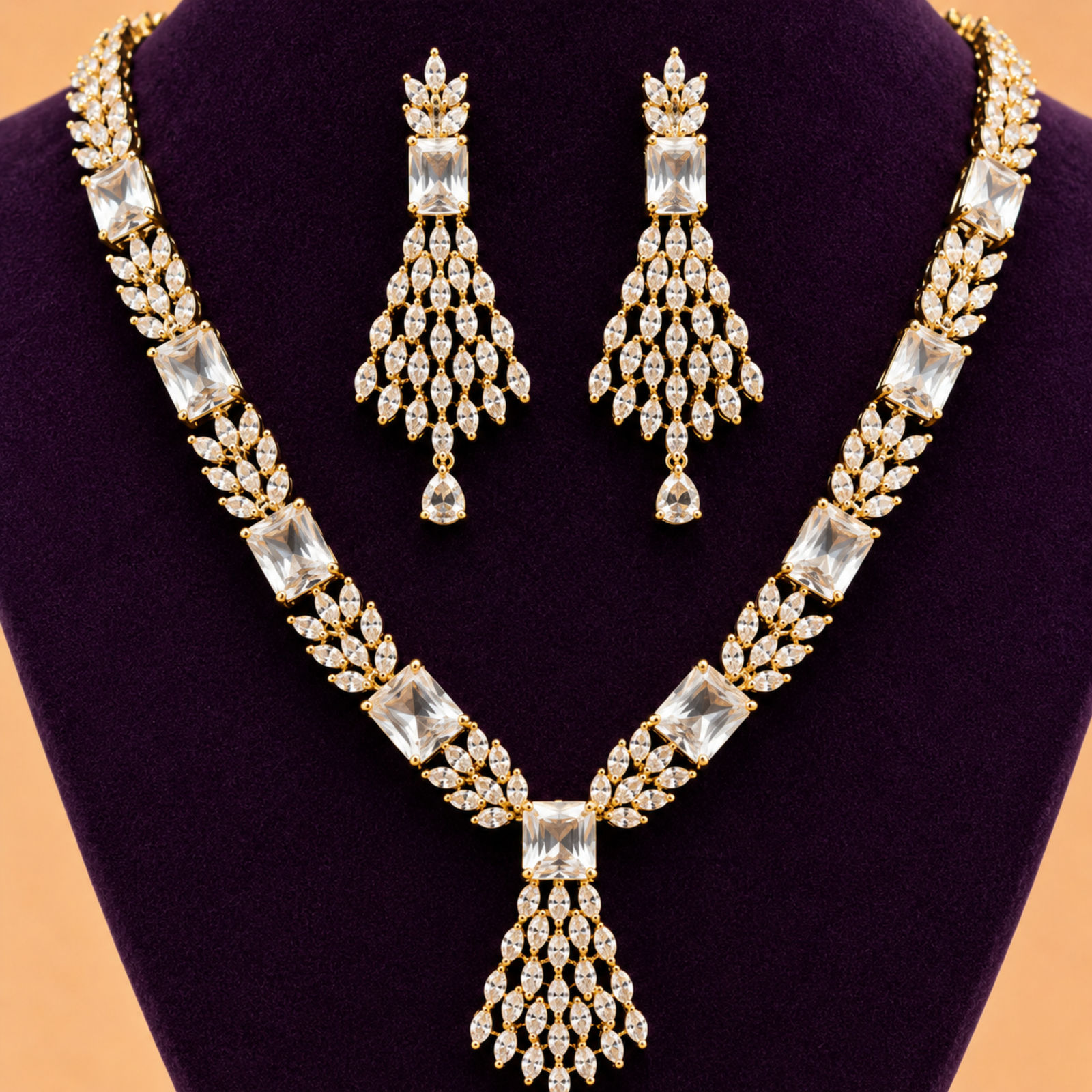 Royal Ruby Leaf Necklace Set