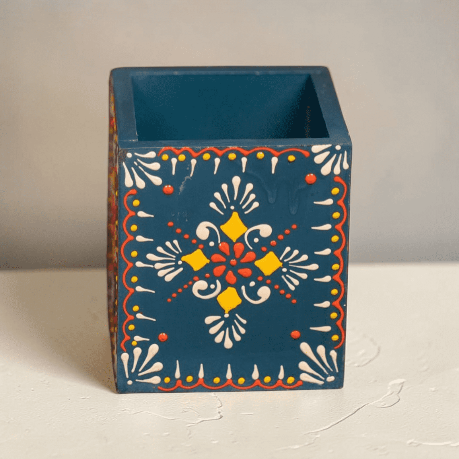 Velora Elise Handcrafted Ethnic Desk Organizer Holder