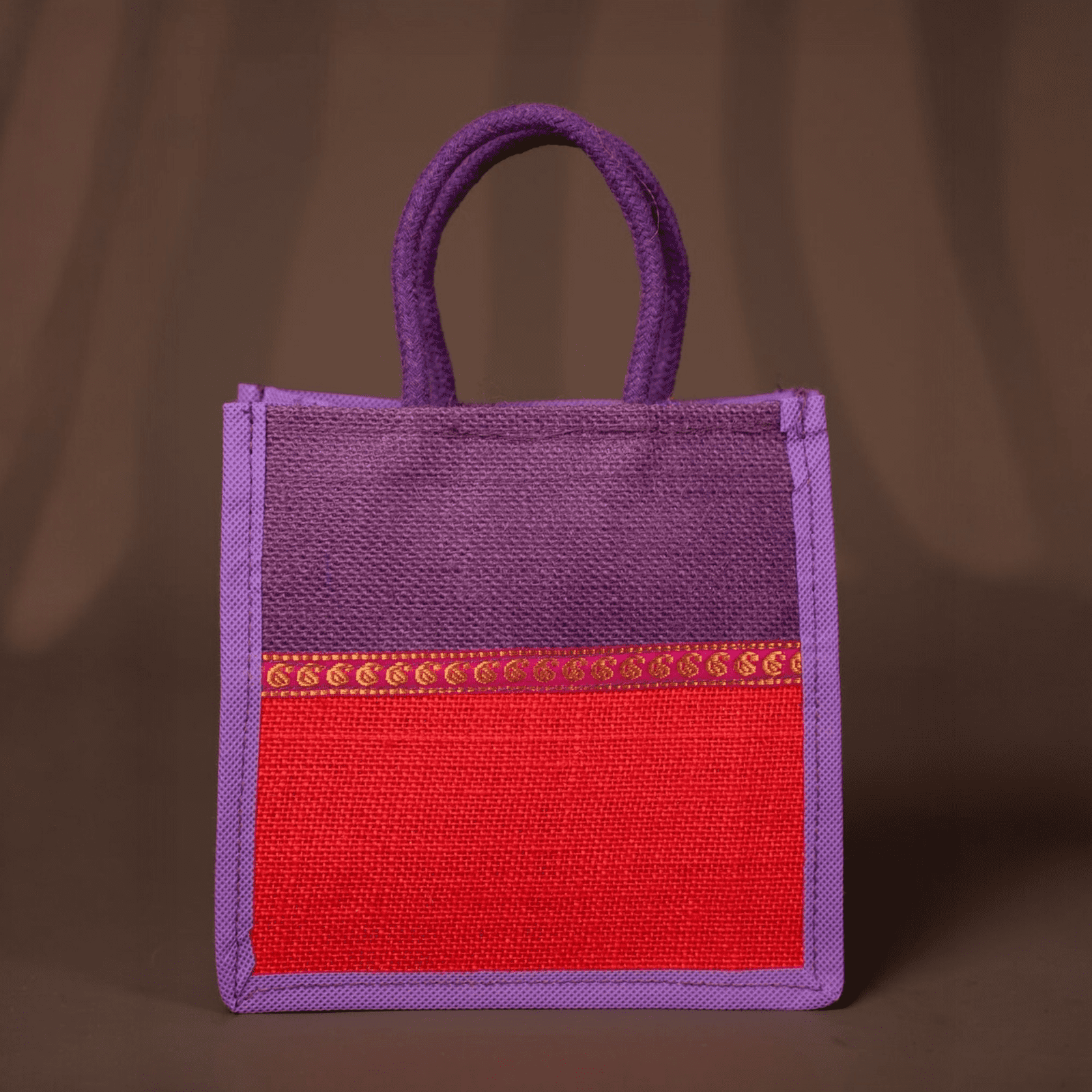 Velora Elise Dual-Tone Heritage Jute Handbag