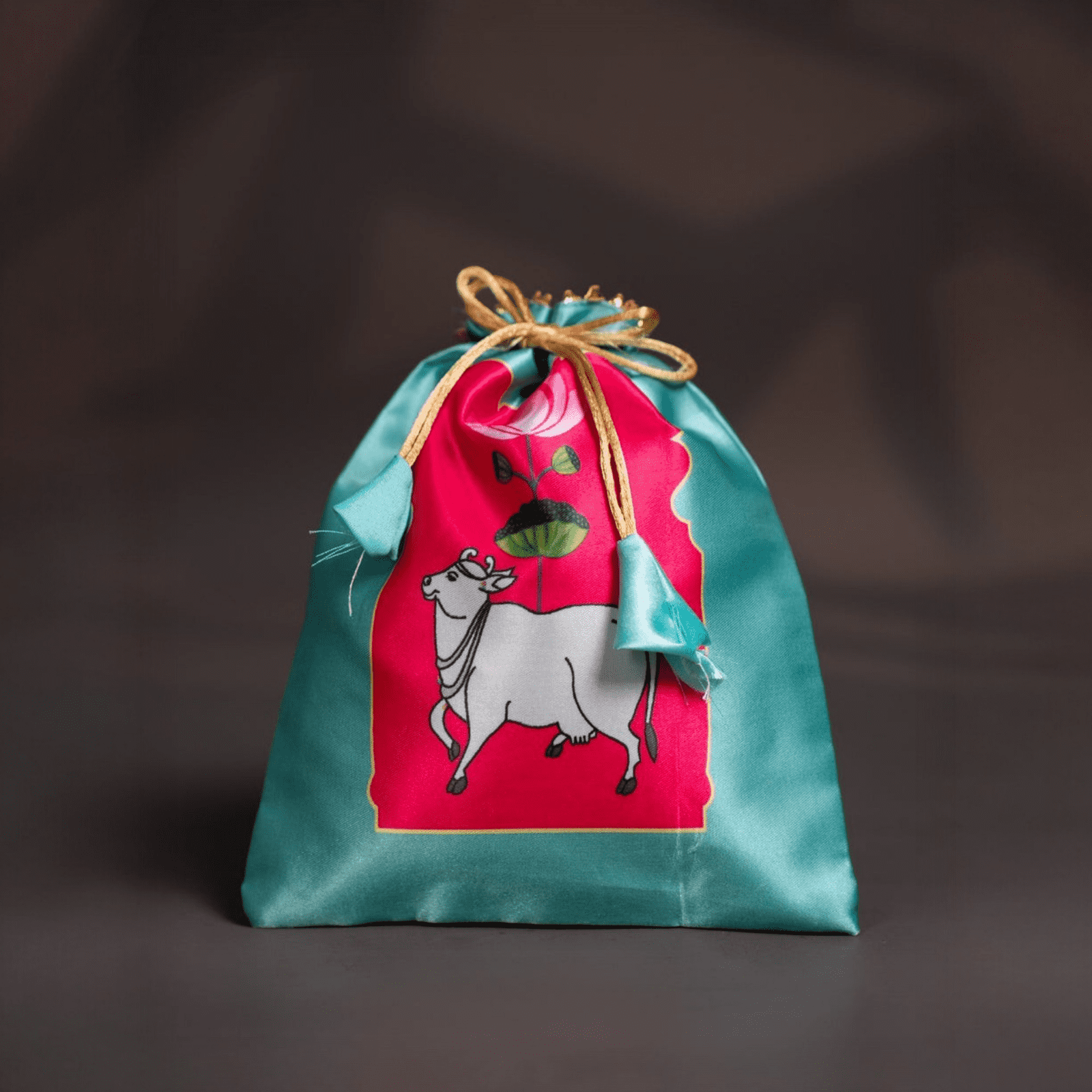 Velora Elise Heritage Print Satin Potli Gift Bag