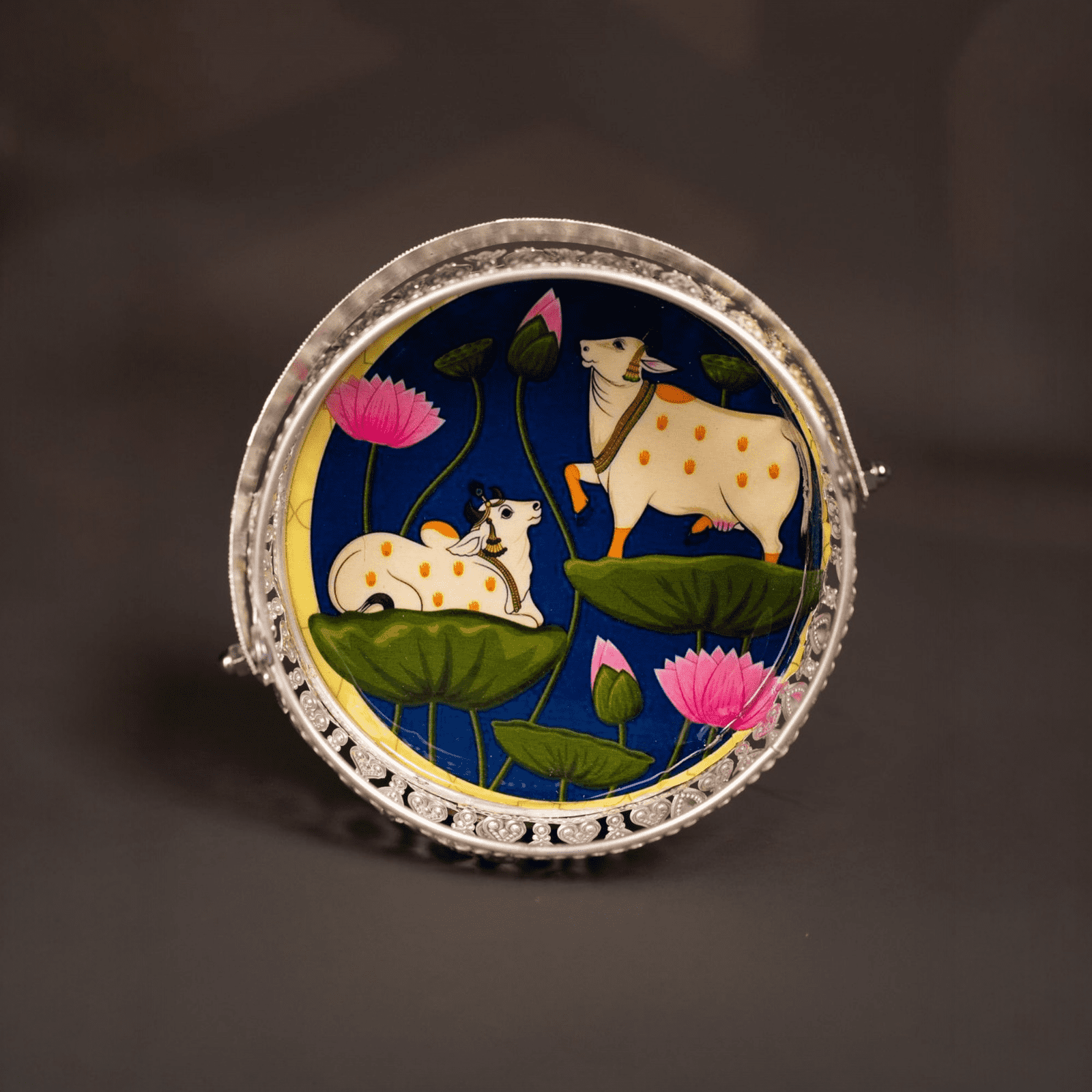 Velora Elise Divine Lotus Art Decorative Plate