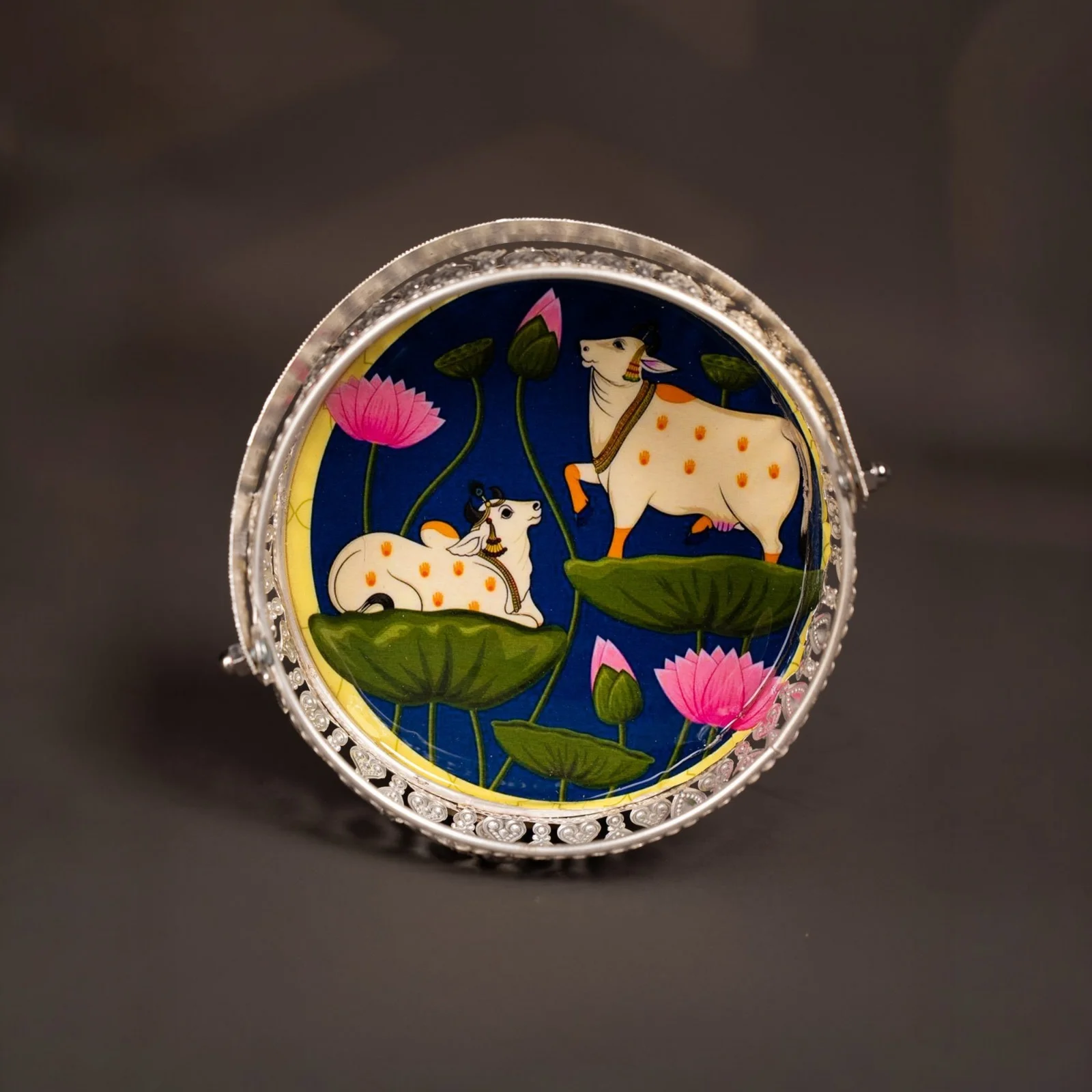 Velora Elise Divine Lotus Art Decorative Plate