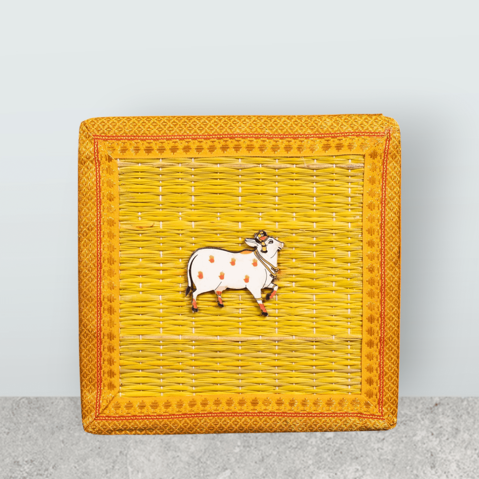 Velora Elise Traditional Handwoven Yellow Gift Storage Box