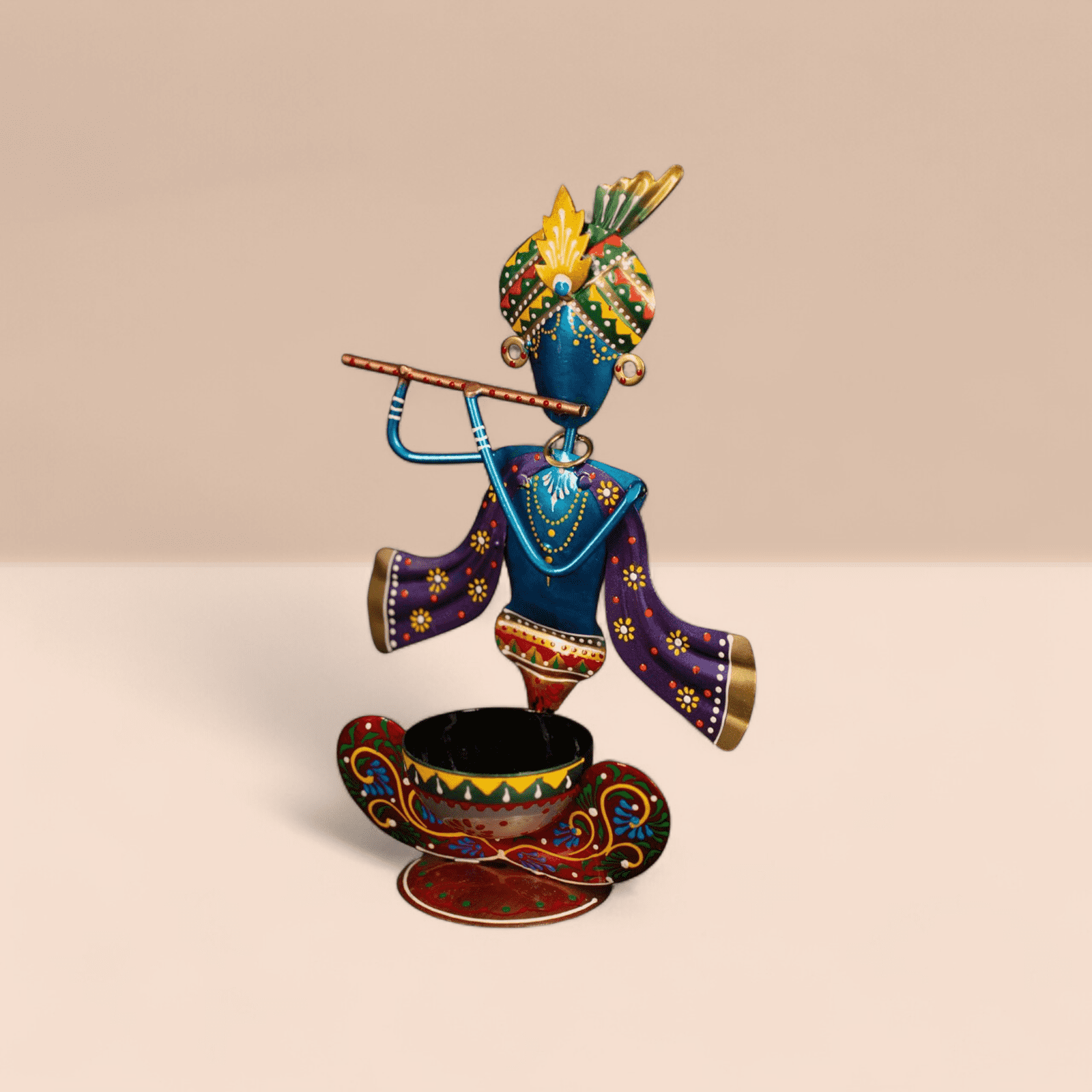 Velora Elise Artistic Krishna Metal Tealight Holder