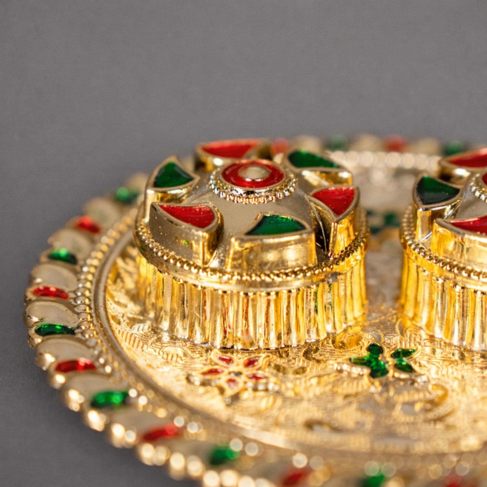 Decorative Haldi Kumkum Pooja Plate Set