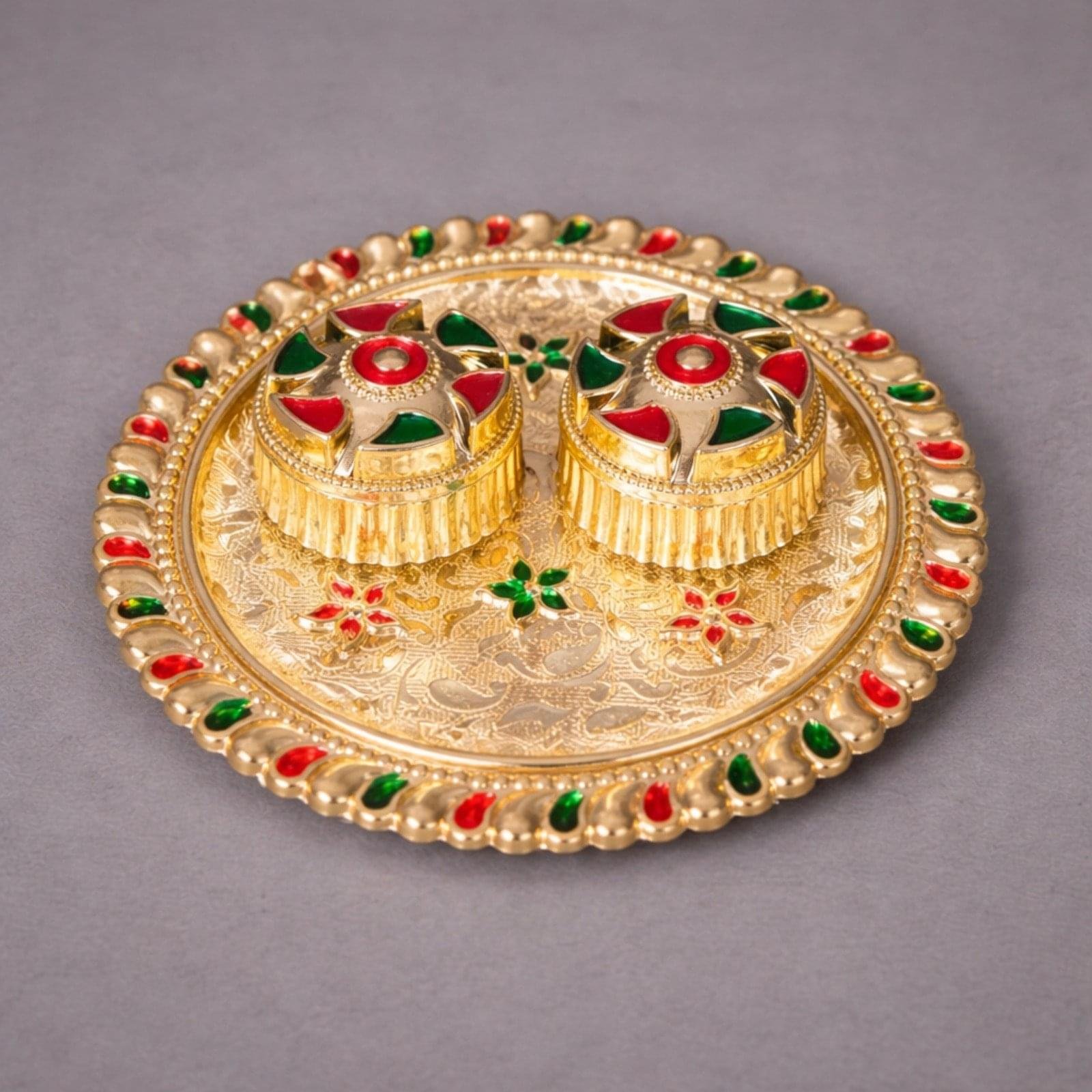Decorative Haldi Kumkum Pooja Plate Set