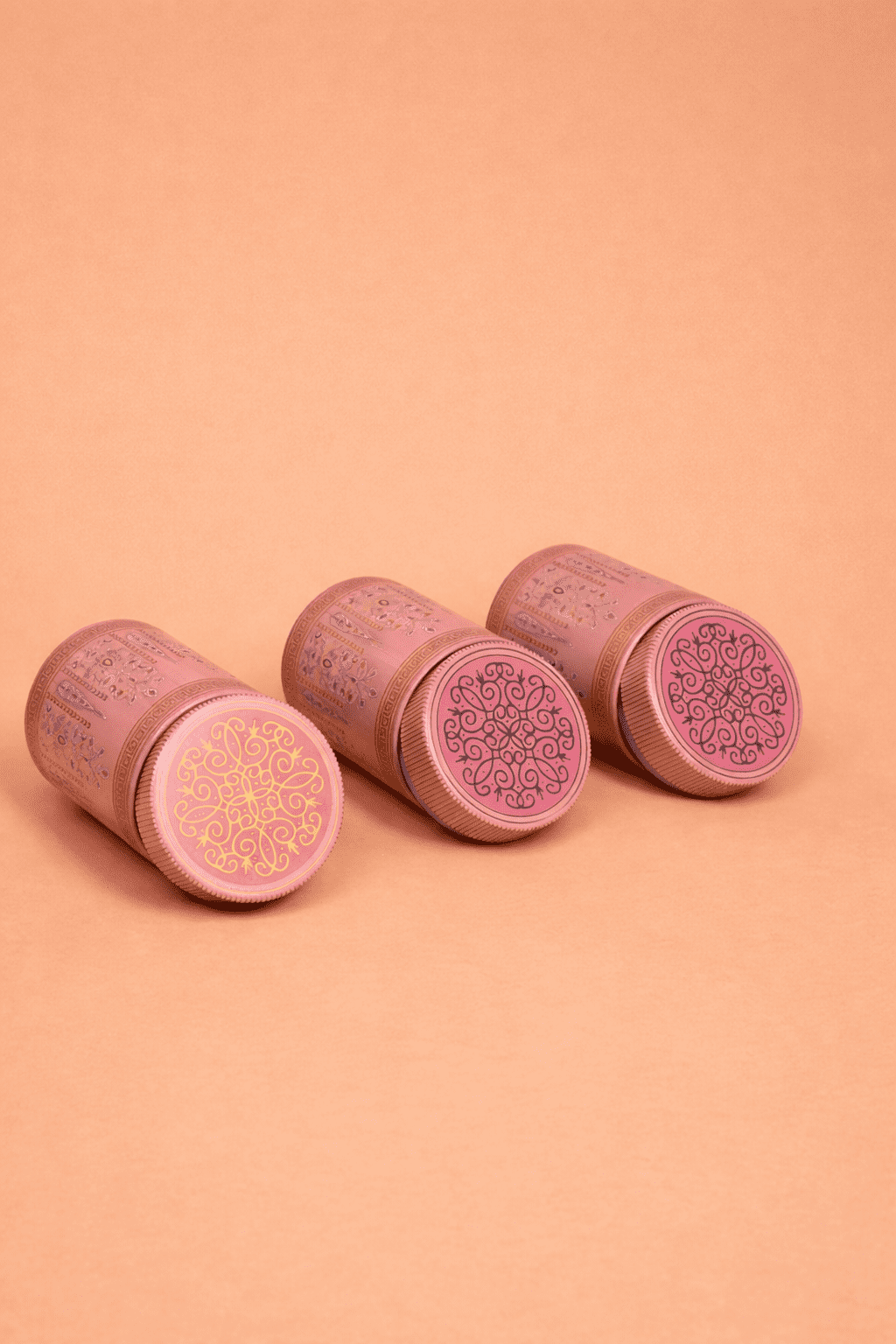 Velora Elise Pink Ornate Storage Jar Set (3 Pieces)