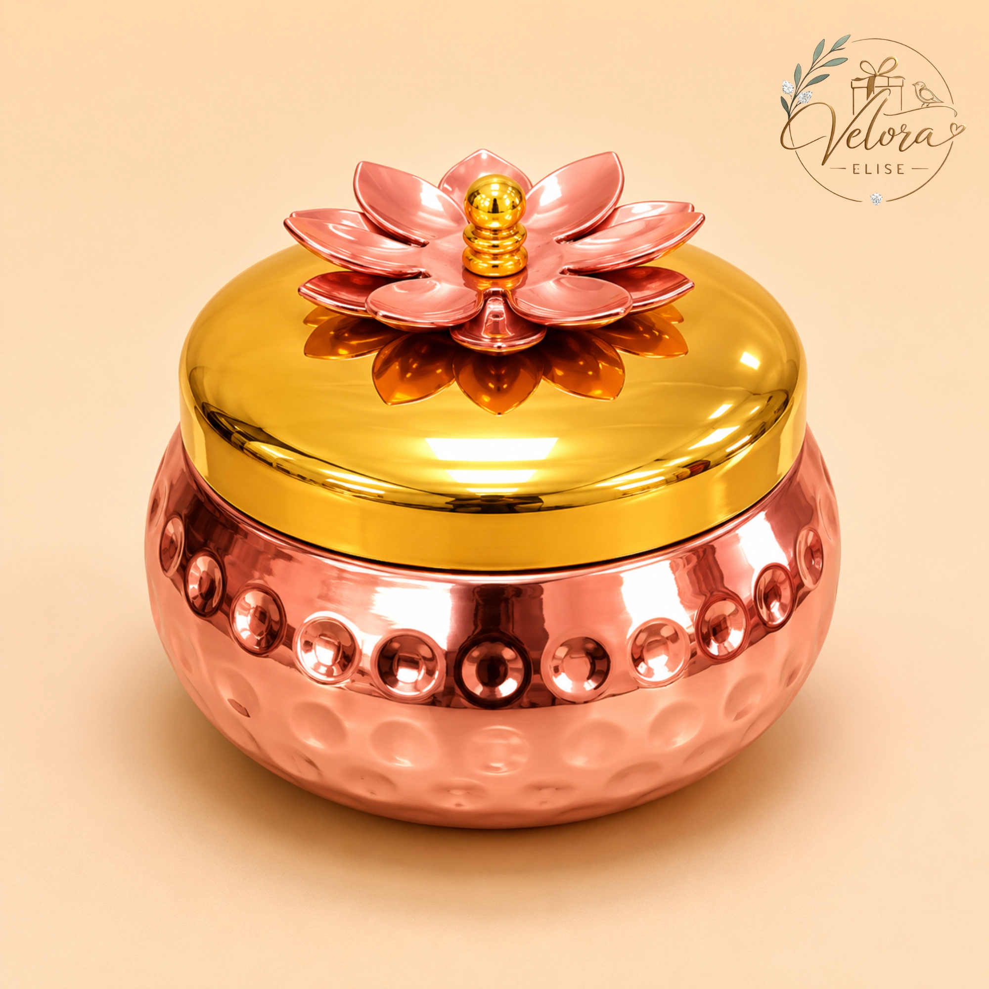 Rose Gold Lotus Jar