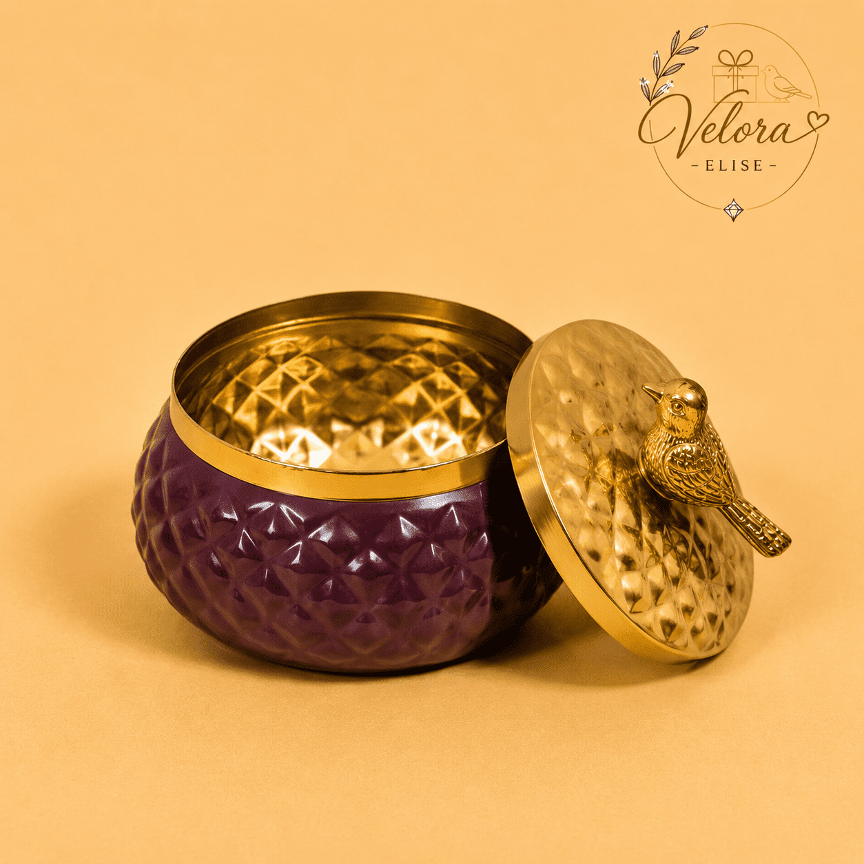 Golden Bird Pot Jar - 4 Inches