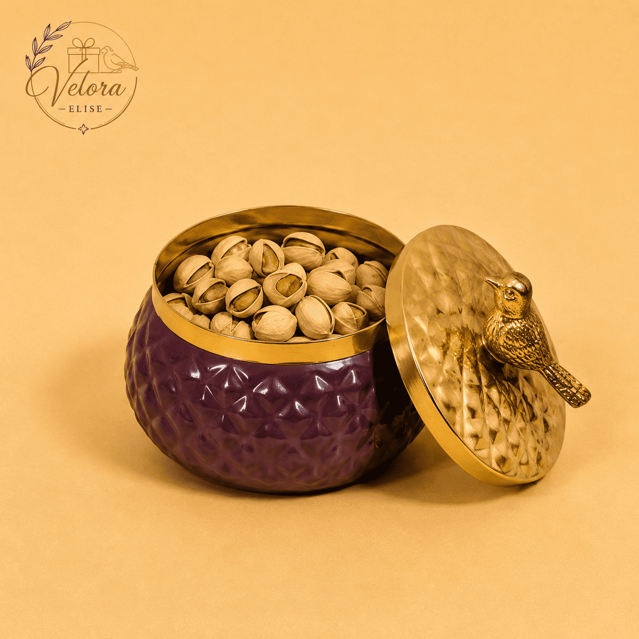Golden Bird Pot Jar - 4 Inches