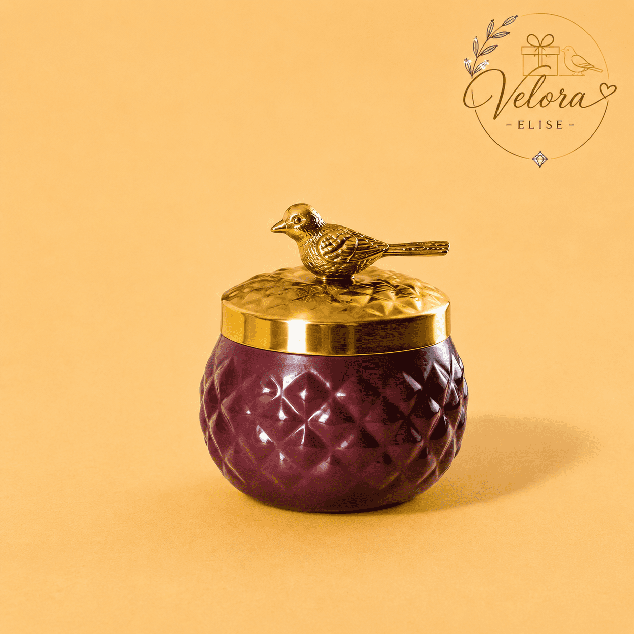 Golden Bird Pot Jar - 4 Inches
