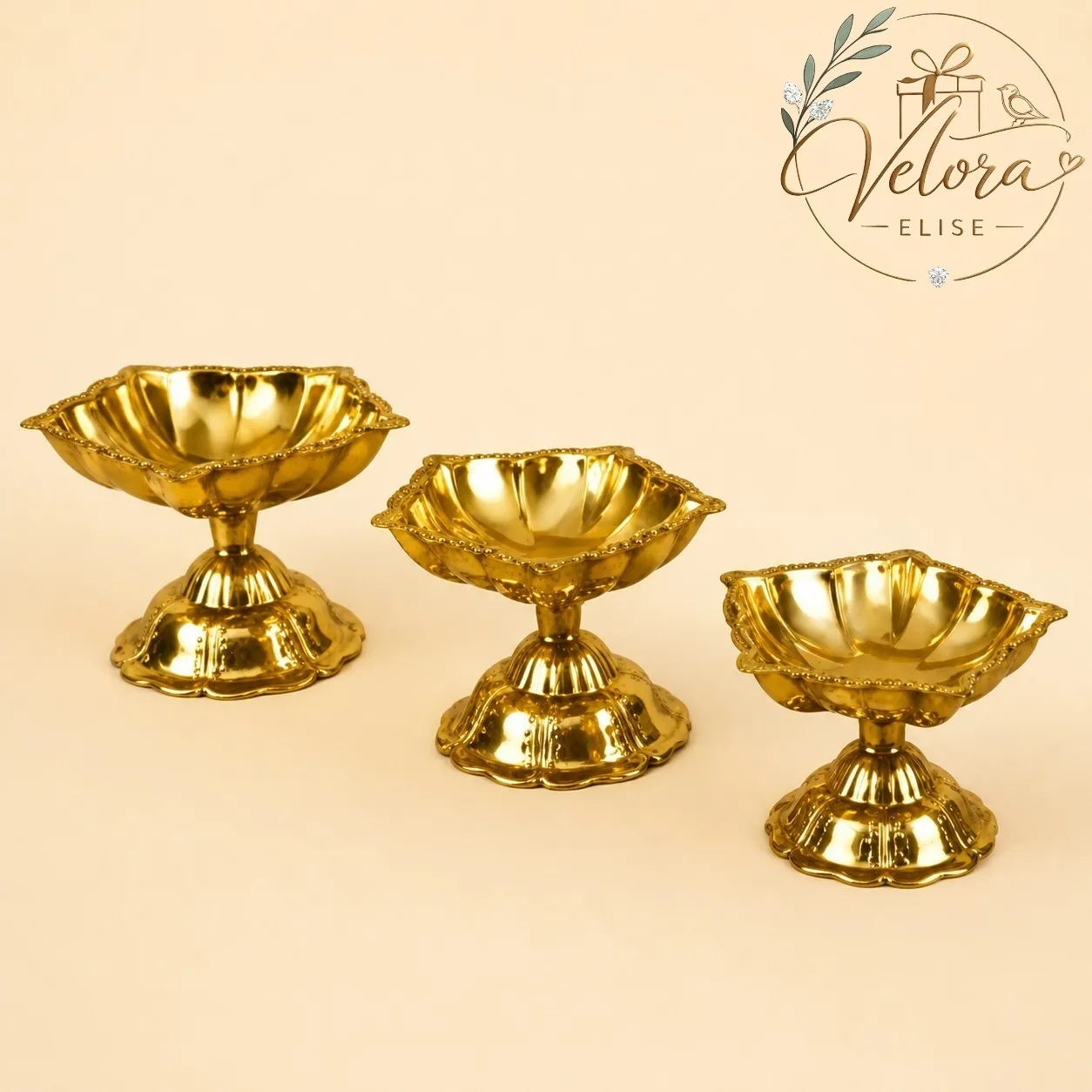 Lotus Brass Diya Set