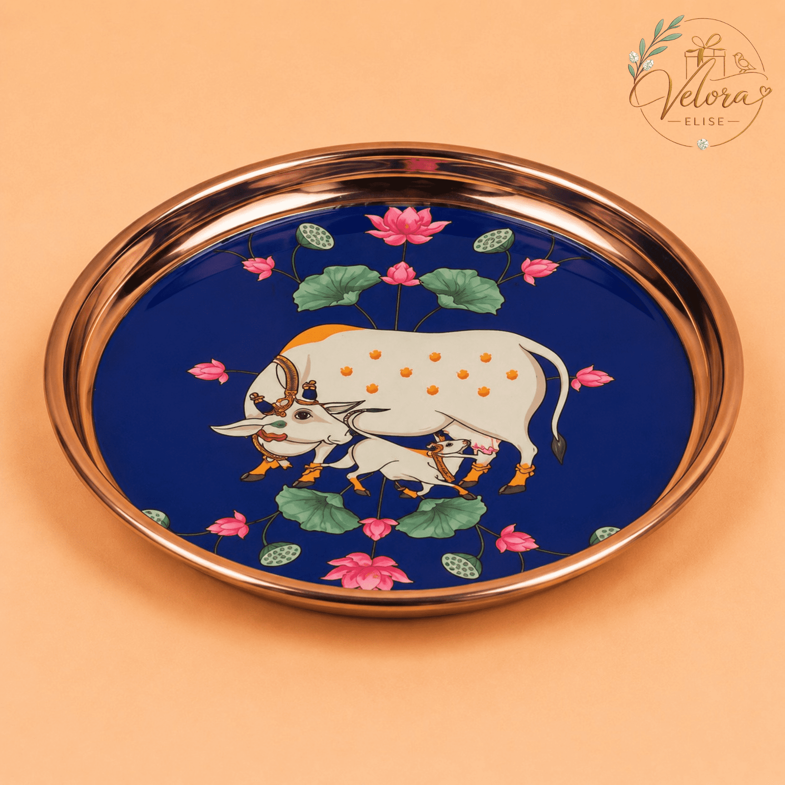 Pichwai Cow & Lotus Plate