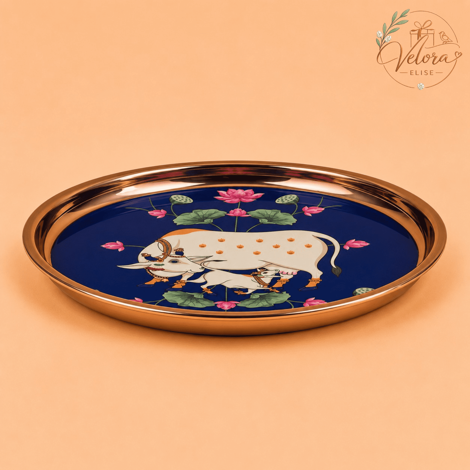 Pichwai Cow & Lotus Plate