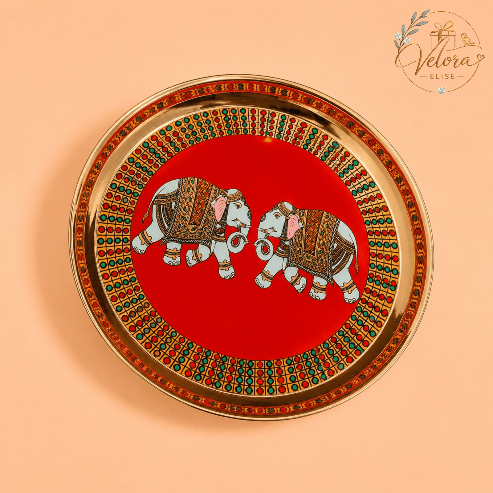 Twin Elephant Art Plate