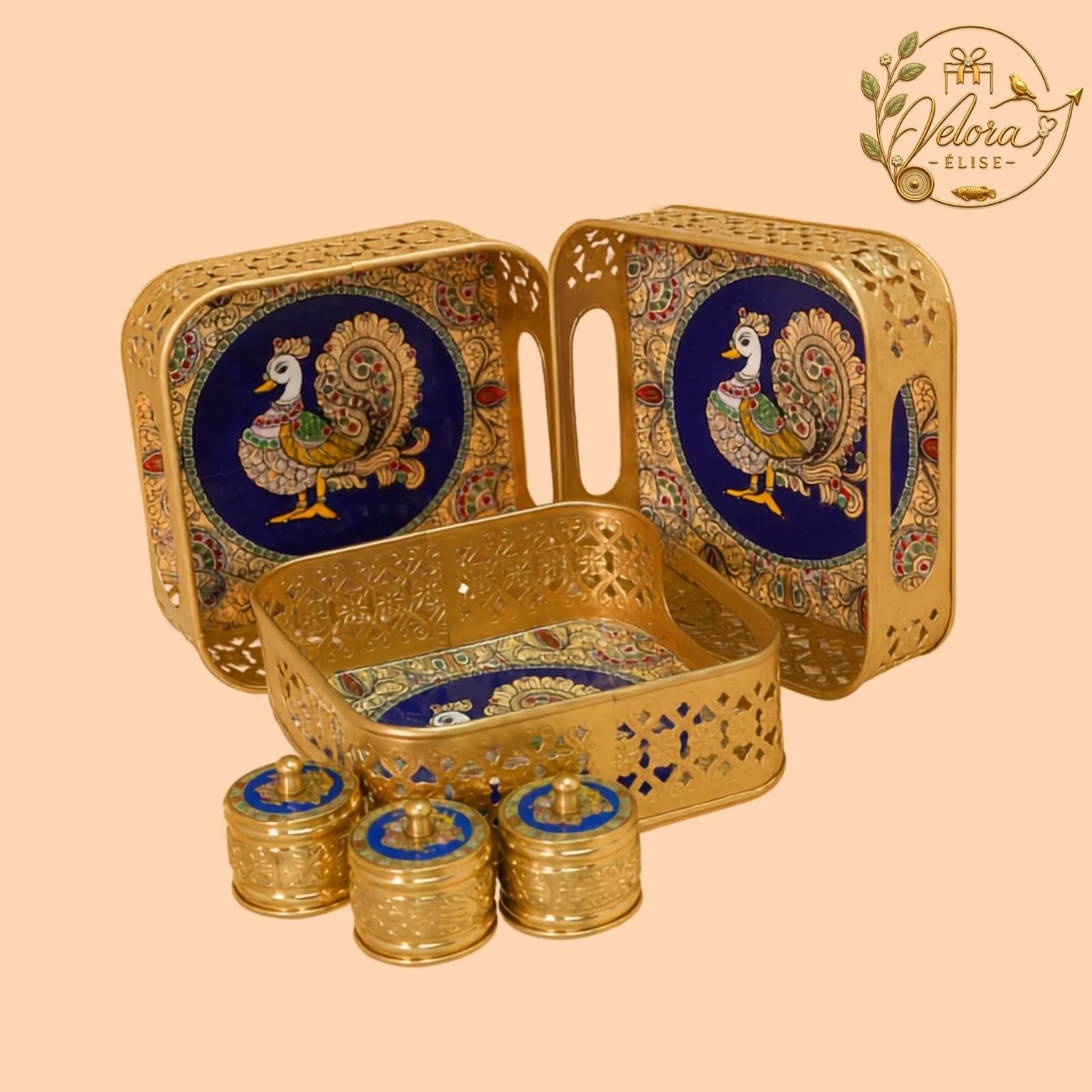 Peacock Blue Jali Gift Set