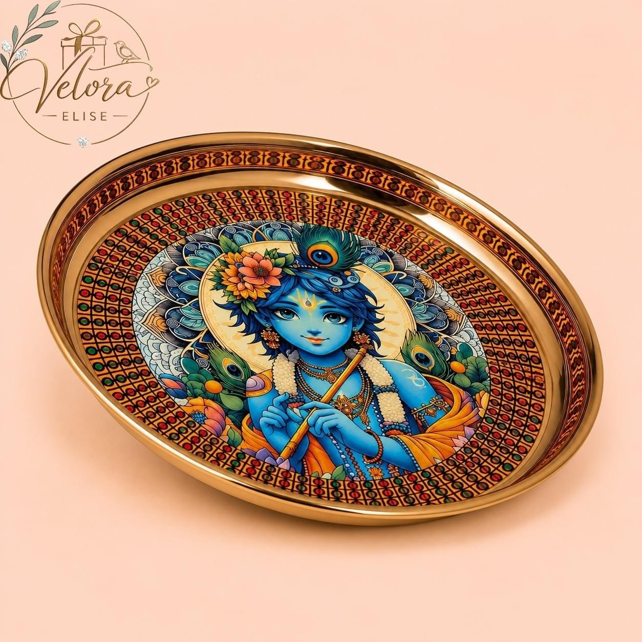 Krishna Flute Art Plate